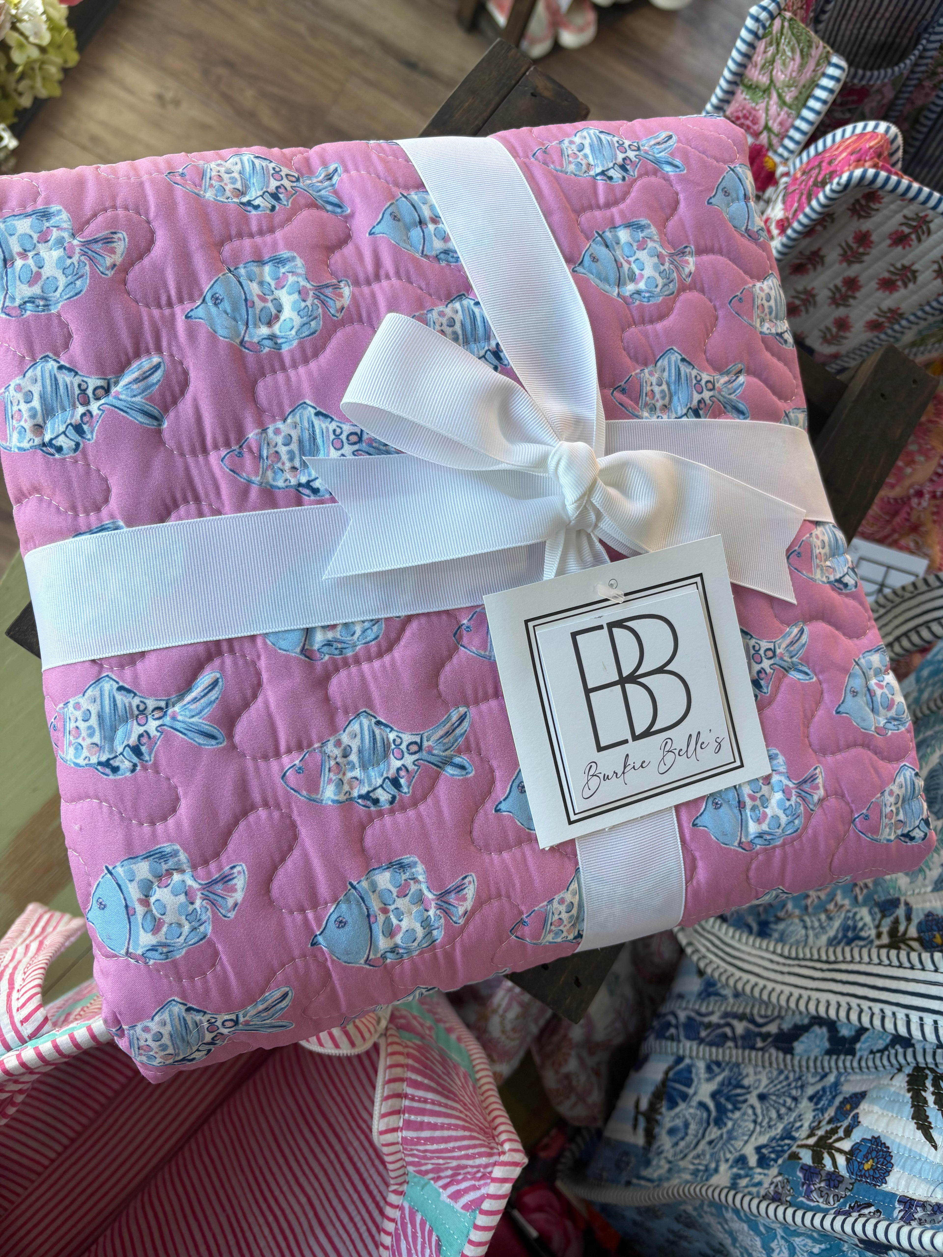 Marlin Fish Fuchsia Baby Blanket