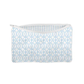 Cane Lattice Maya Blue Quilted Makeup Bag