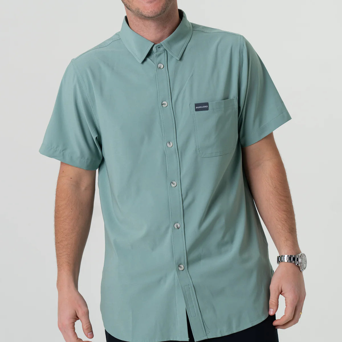 Burlebo Performance Button Up - Ocean Swell