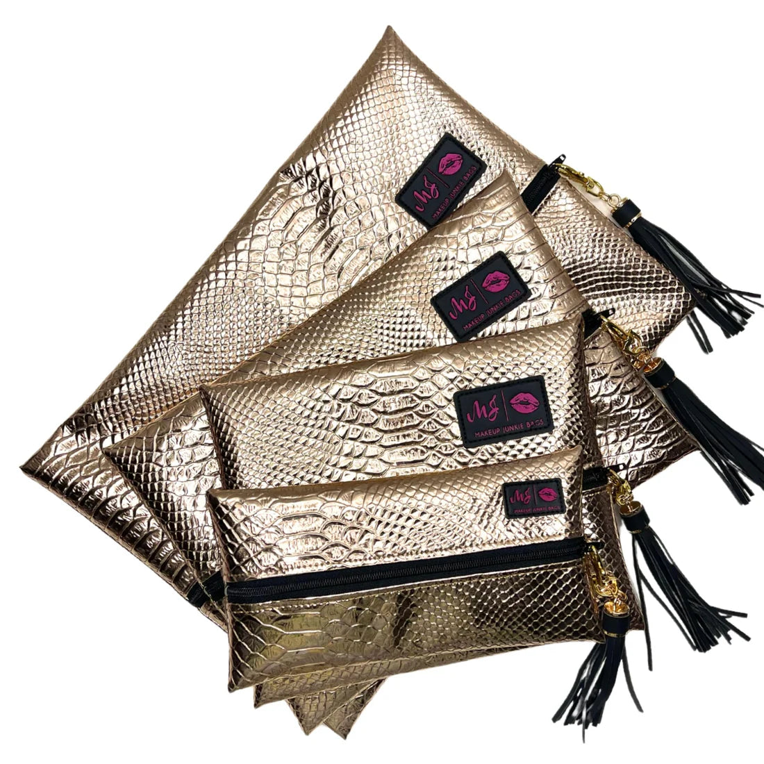 Rose Gold Python MAKEUP JUNKIE BAGS