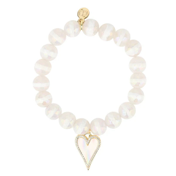 White Capiz Heart Bracelet