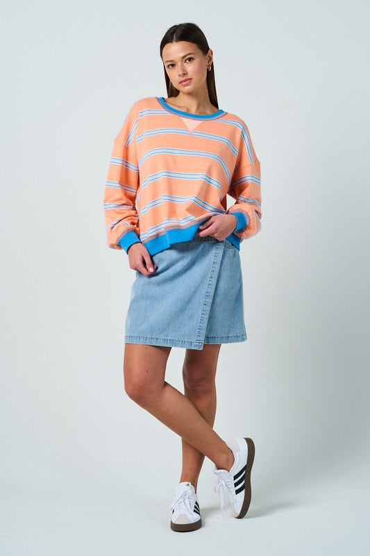 Peach and Blue Boat Sweater