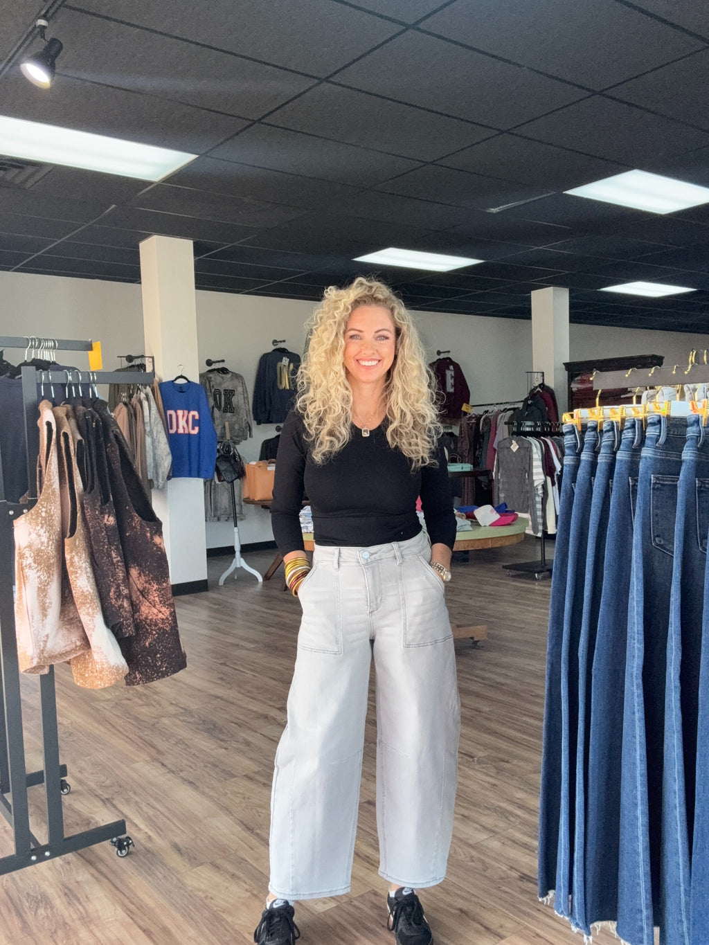 Jeans Crop Baggy Patch Pockets