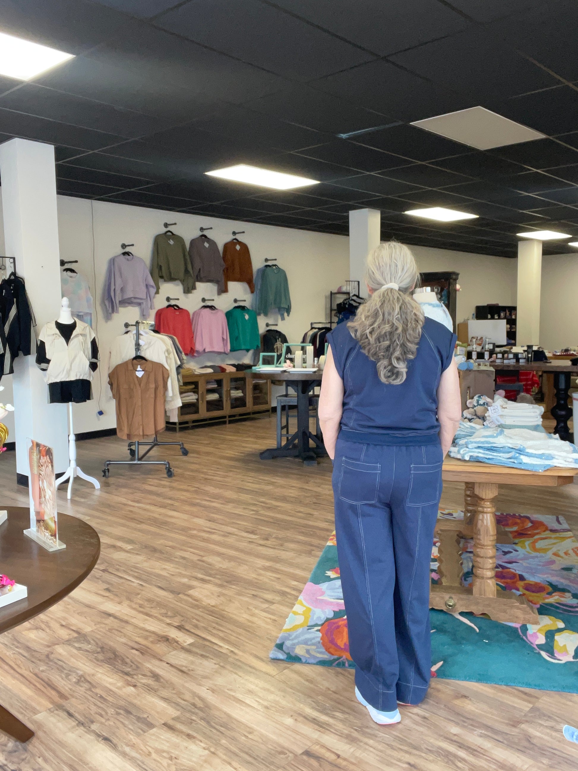 Knit Navy Contrast Stitching Set