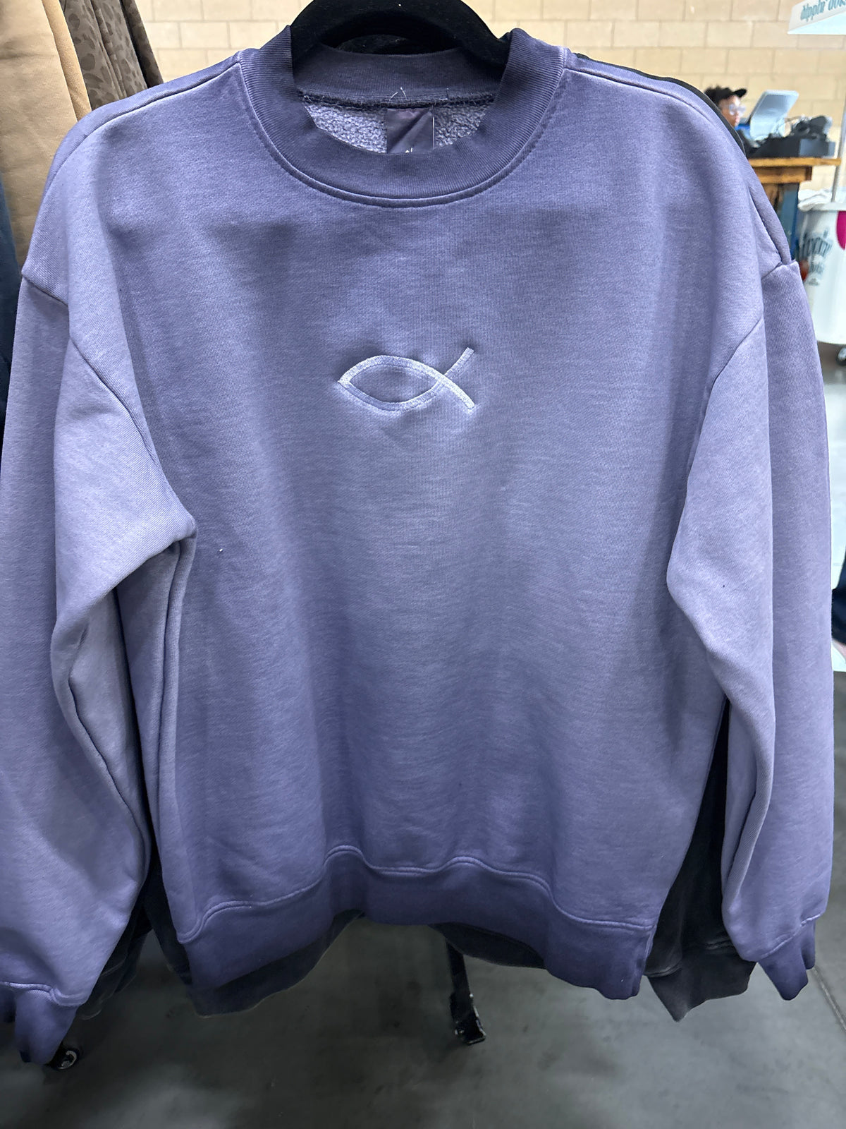 JESUS FISH OIL WASHED SWEATSHIRT