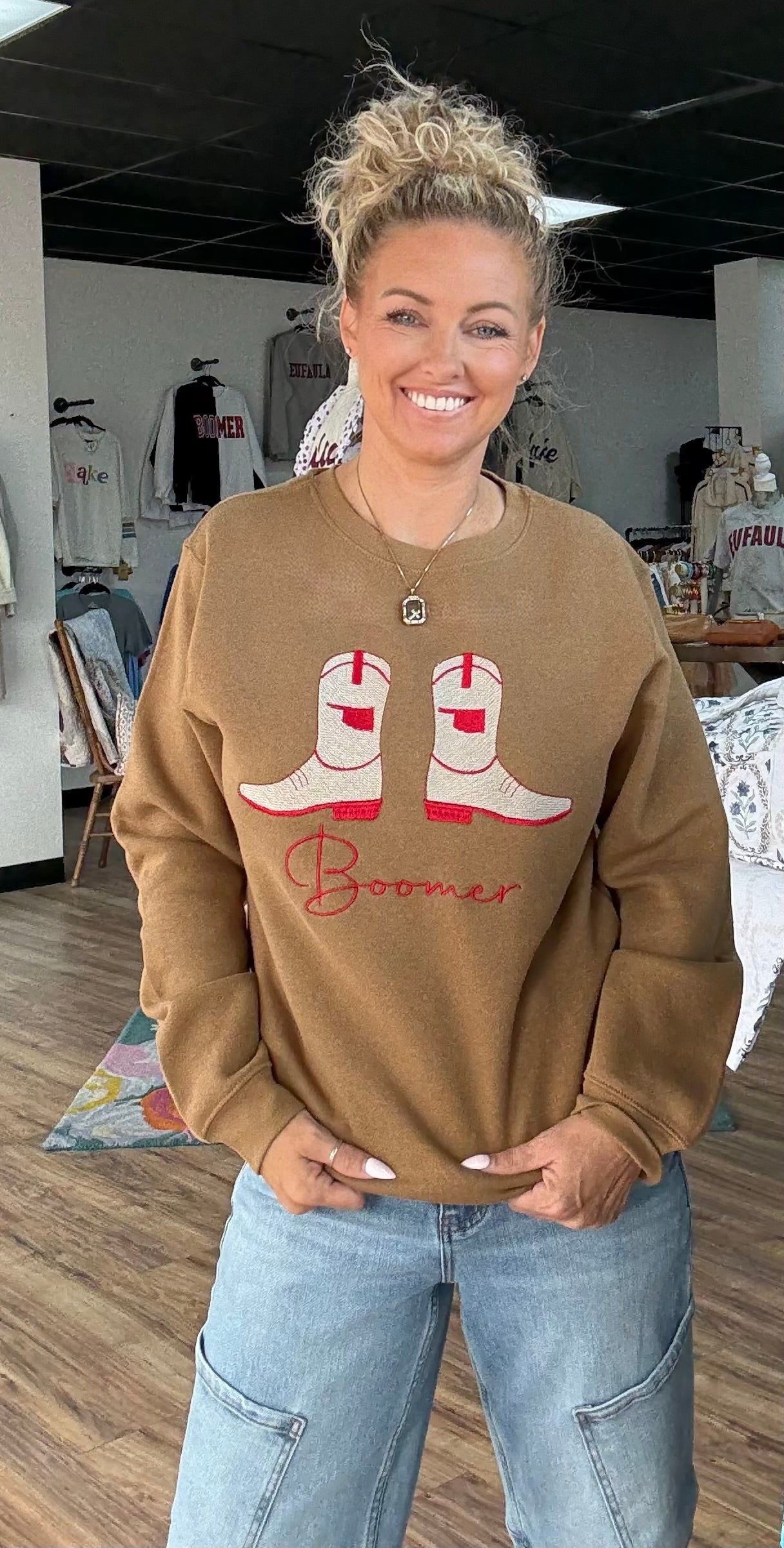 Boomer Boots Khaki Embroidery