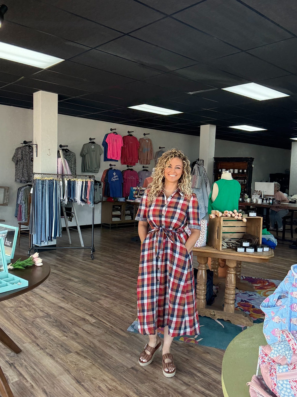 Navy Plaid Dress