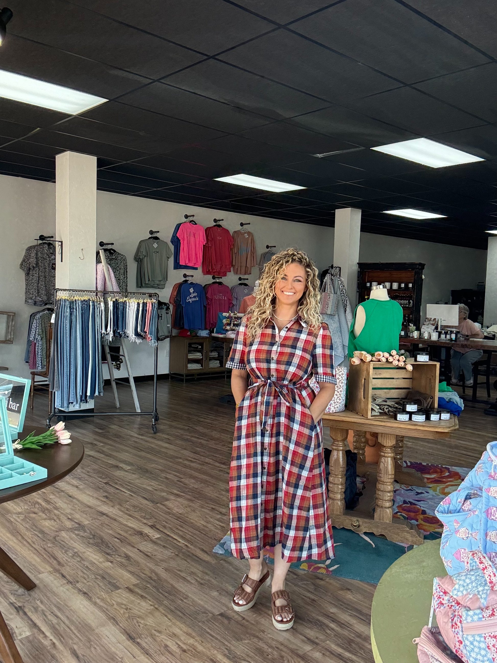 Navy Plaid Dress