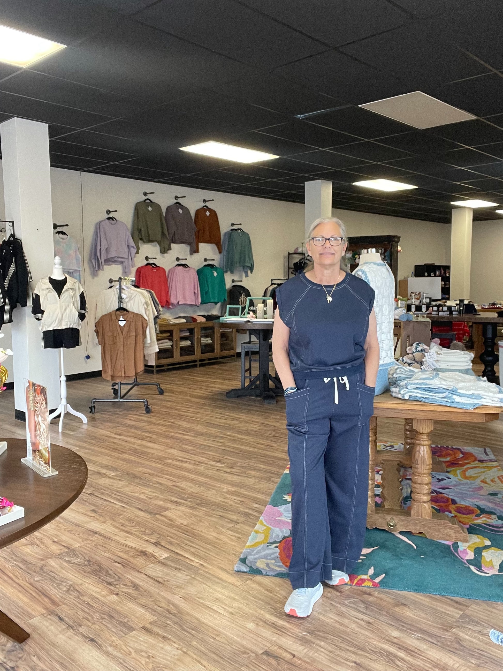 Knit Navy Contrast Stitching Set