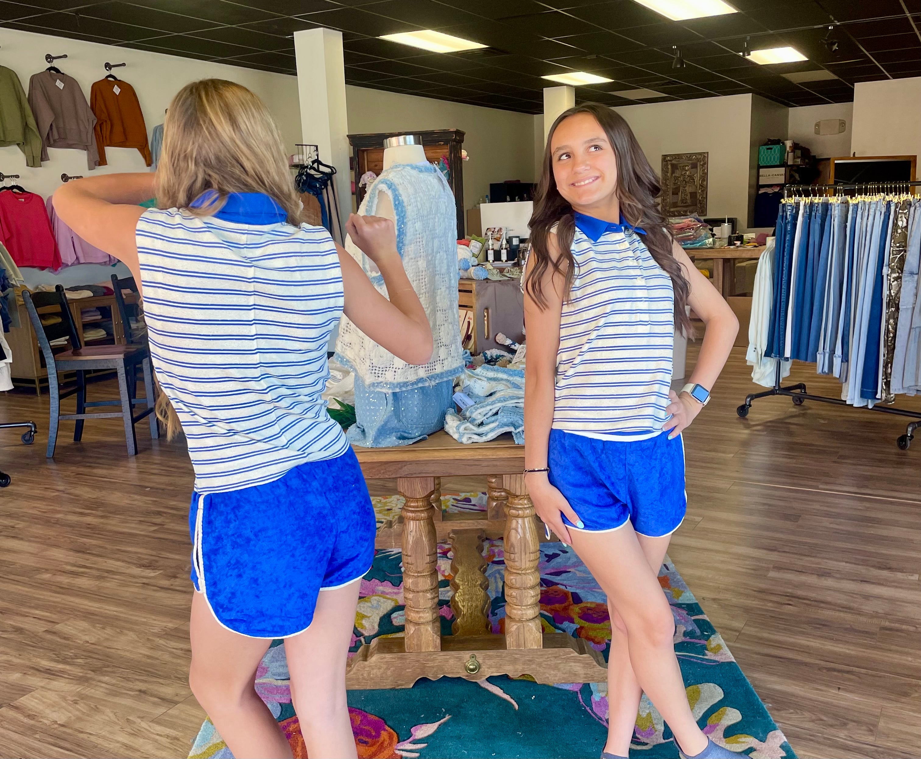 Terry Blue Stripe Top
