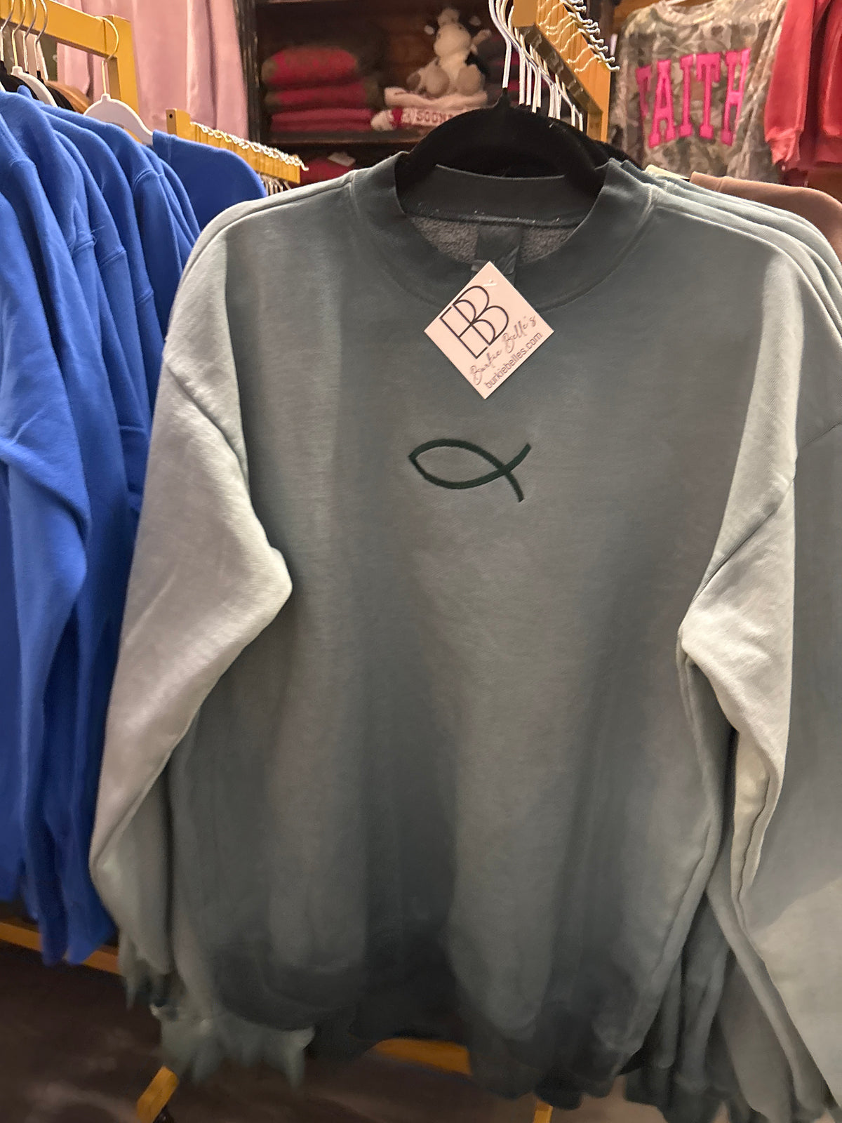 JESUS FISH OIL WASHED SWEATSHIRT