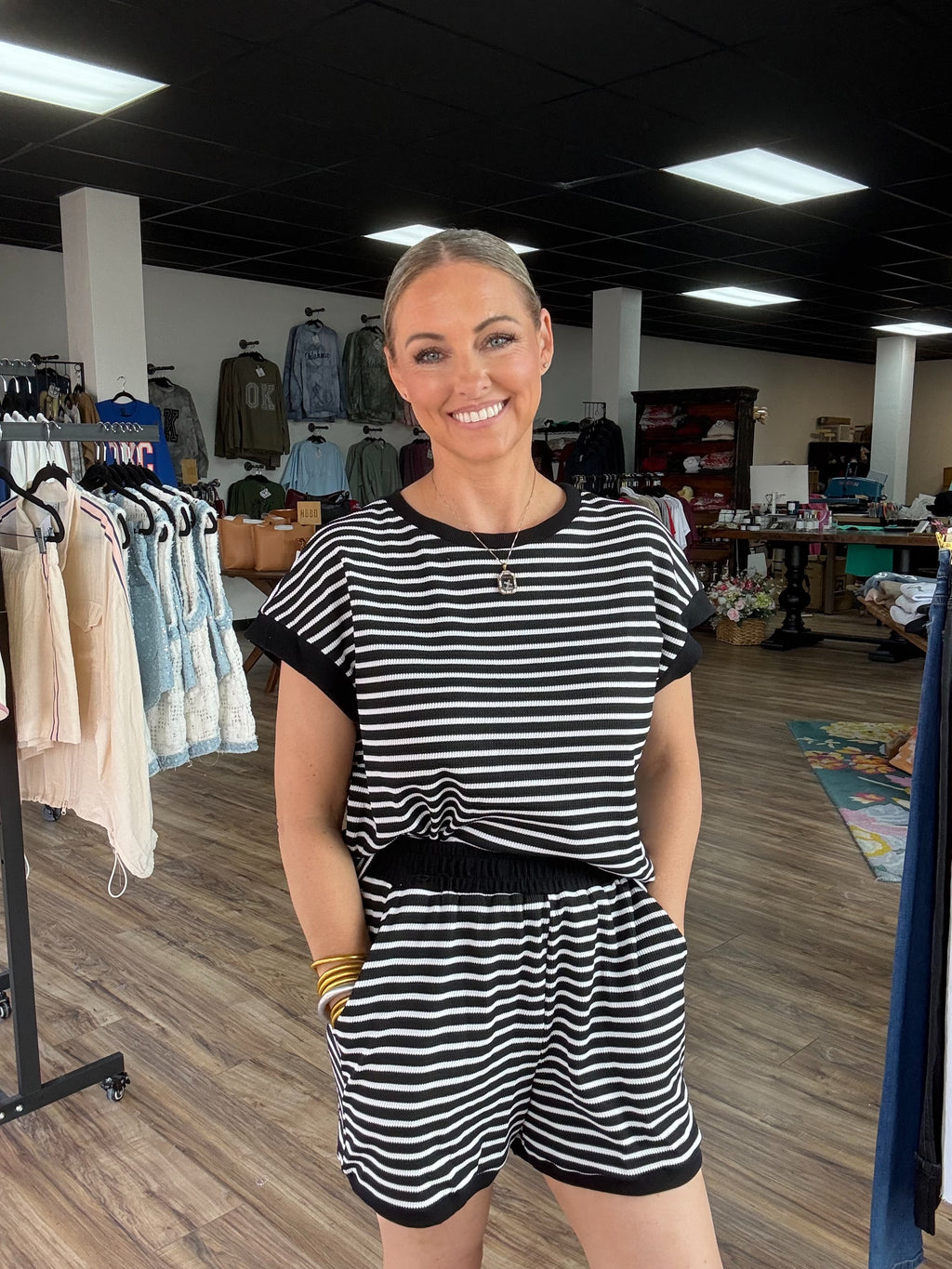 Short Sleeve Striped Set