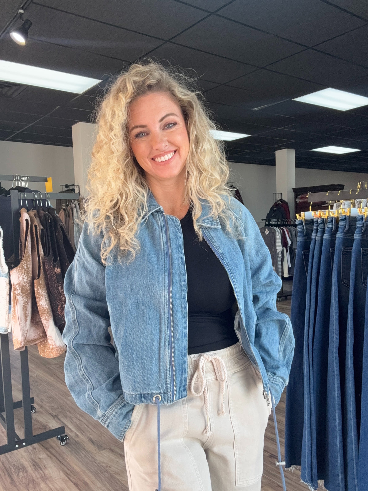 Jean Jacket Raglan Sleeve Bomber