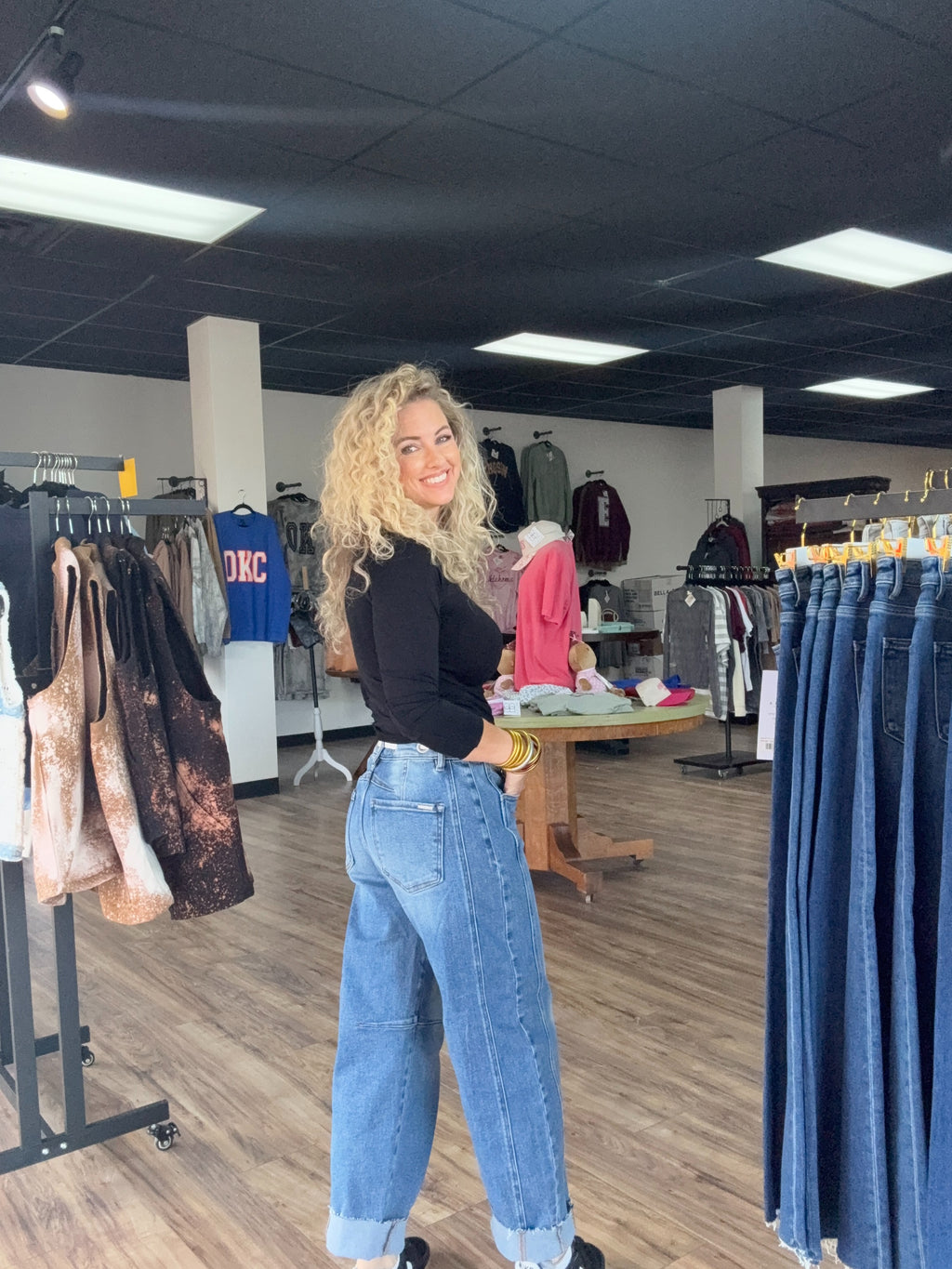 Jean Slouchy Ankle Barrel Drawstring Waistband Eyelet Details