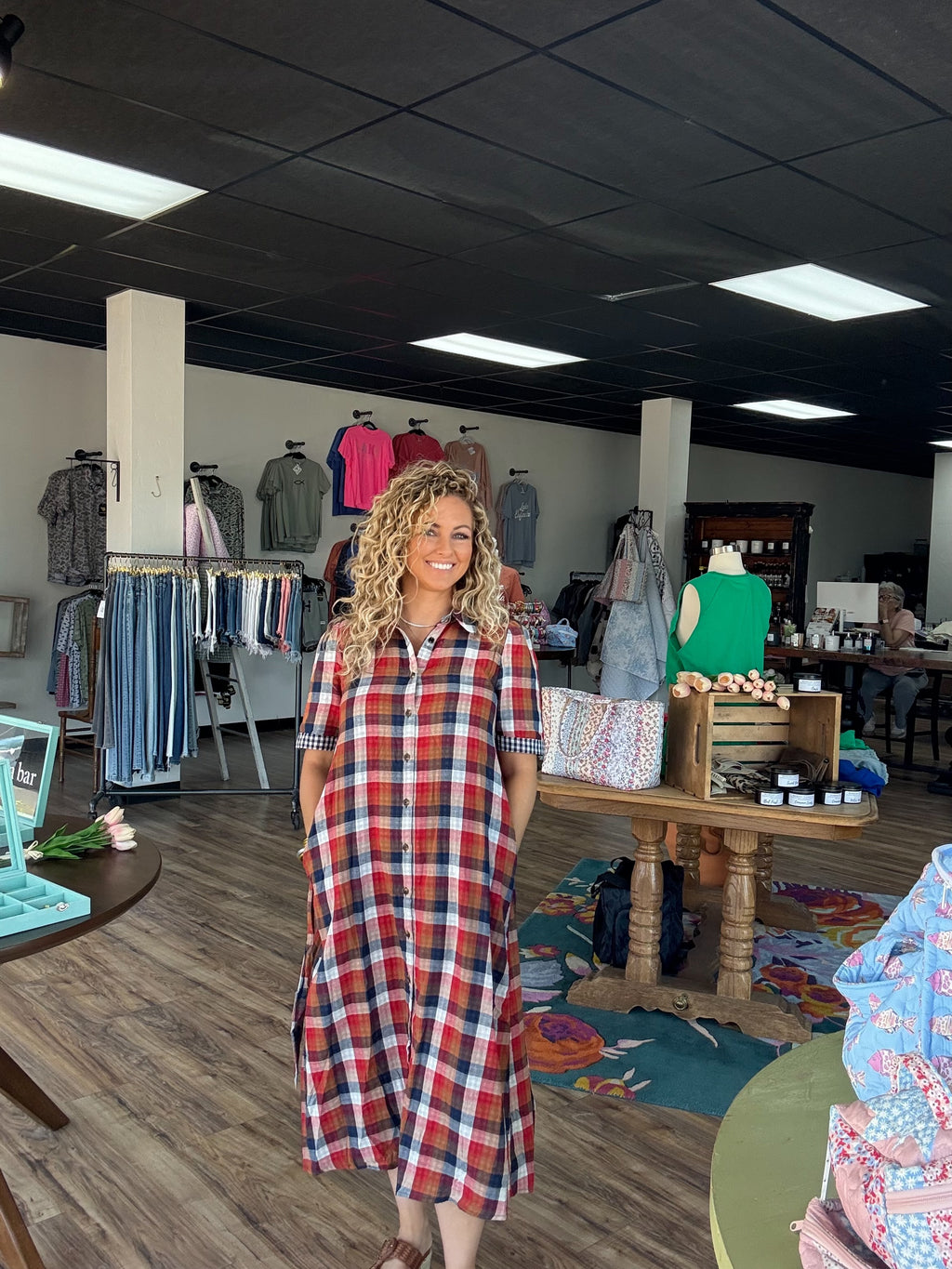 Navy Plaid Dress