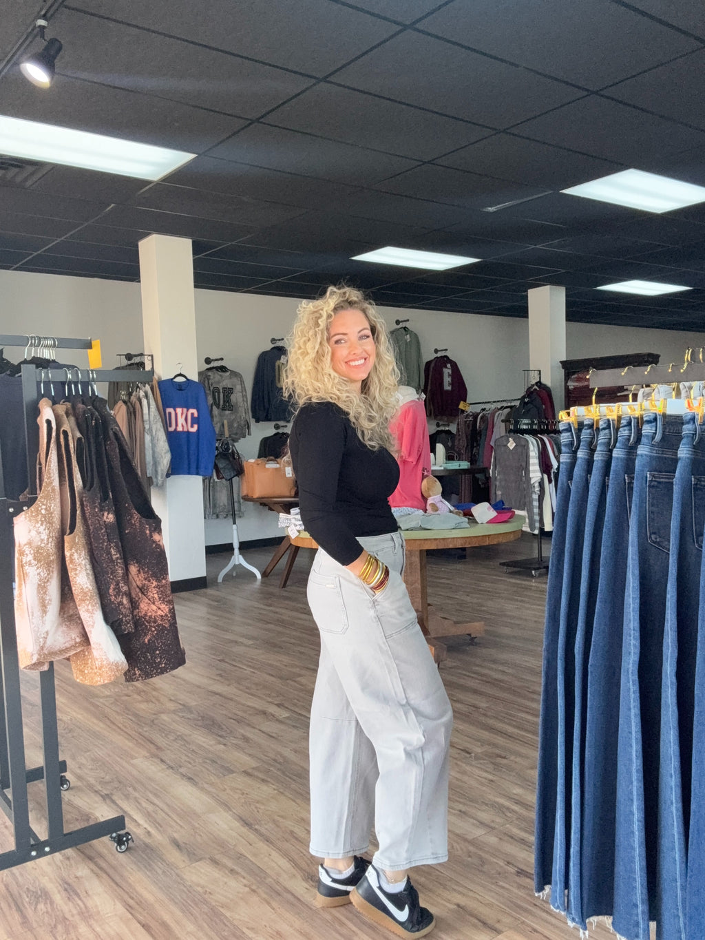 Jeans Crop Baggy Patch Pockets