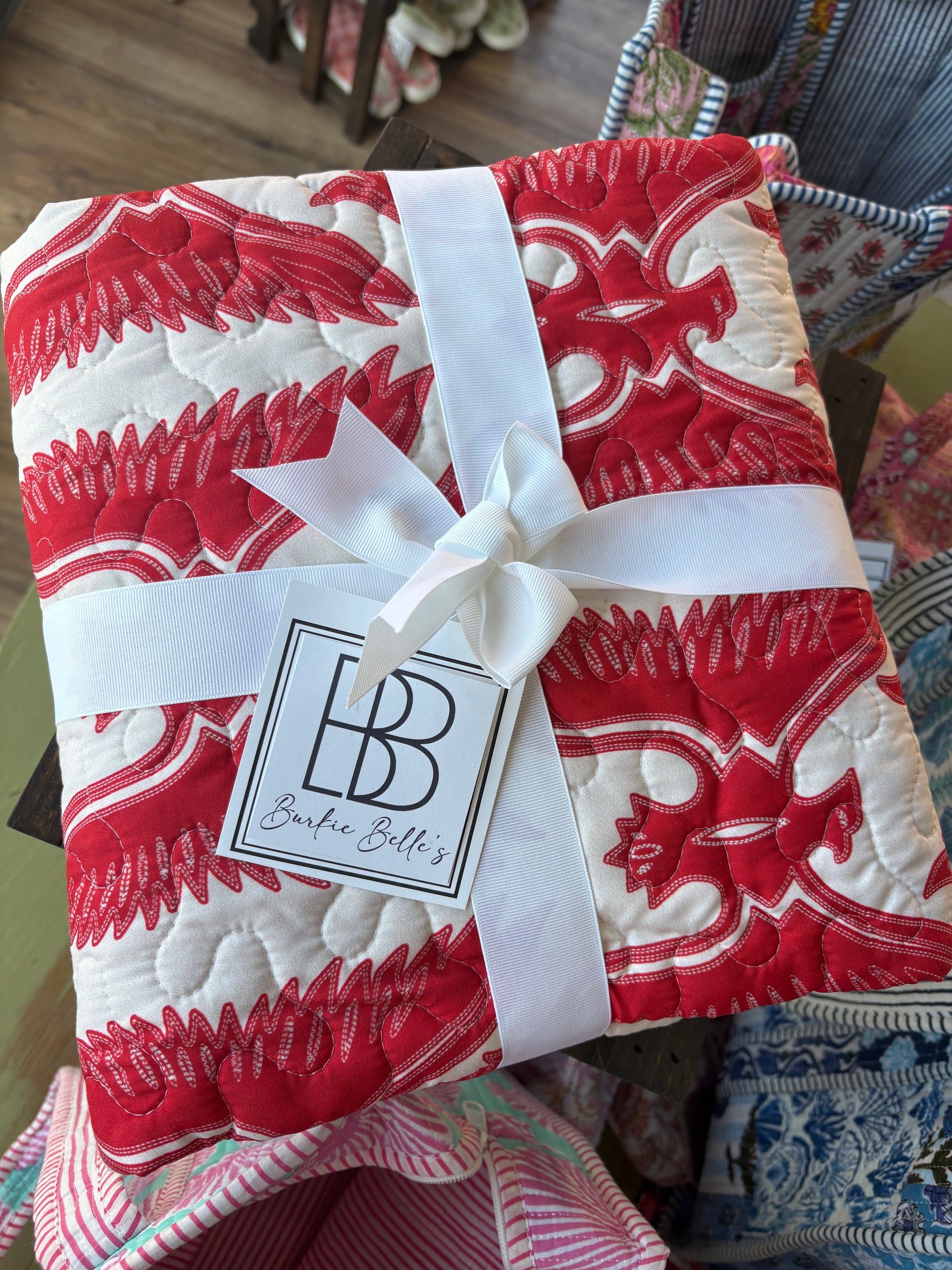 Firebird Red Linen Baby Blanket