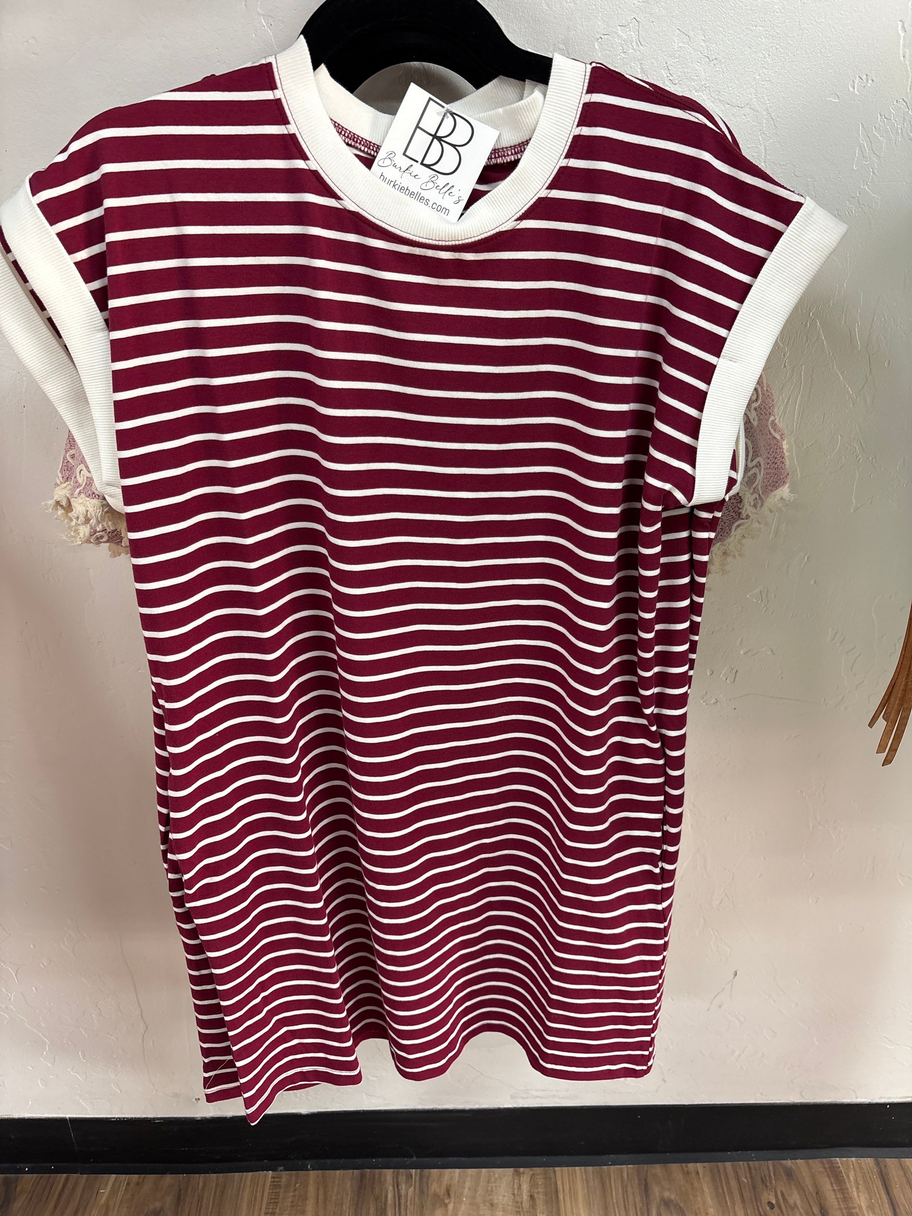 Striped Red T-shirt Dress