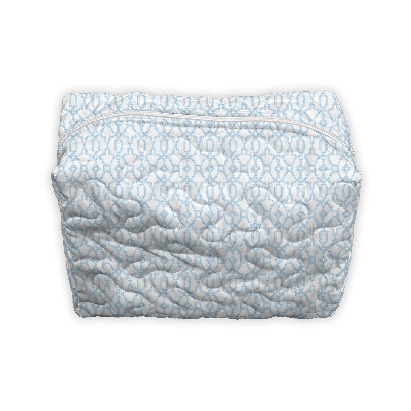 Cane Lattice Maya Blue Quilted Makeup Bag