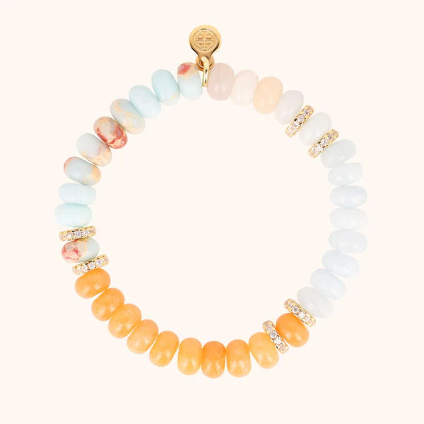 Capri Beaded Bracelet- Peach/Aqua