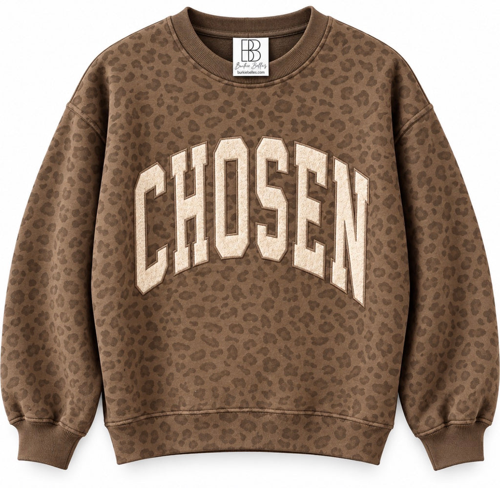 CHOSEN Cheetah Applique Crew Neck