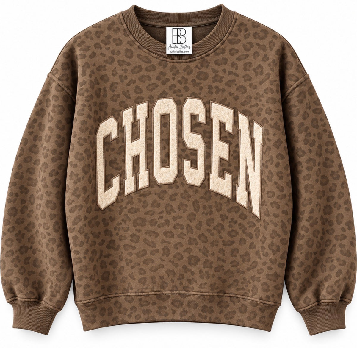 CHOSEN Cheetah Applique Crew Neck