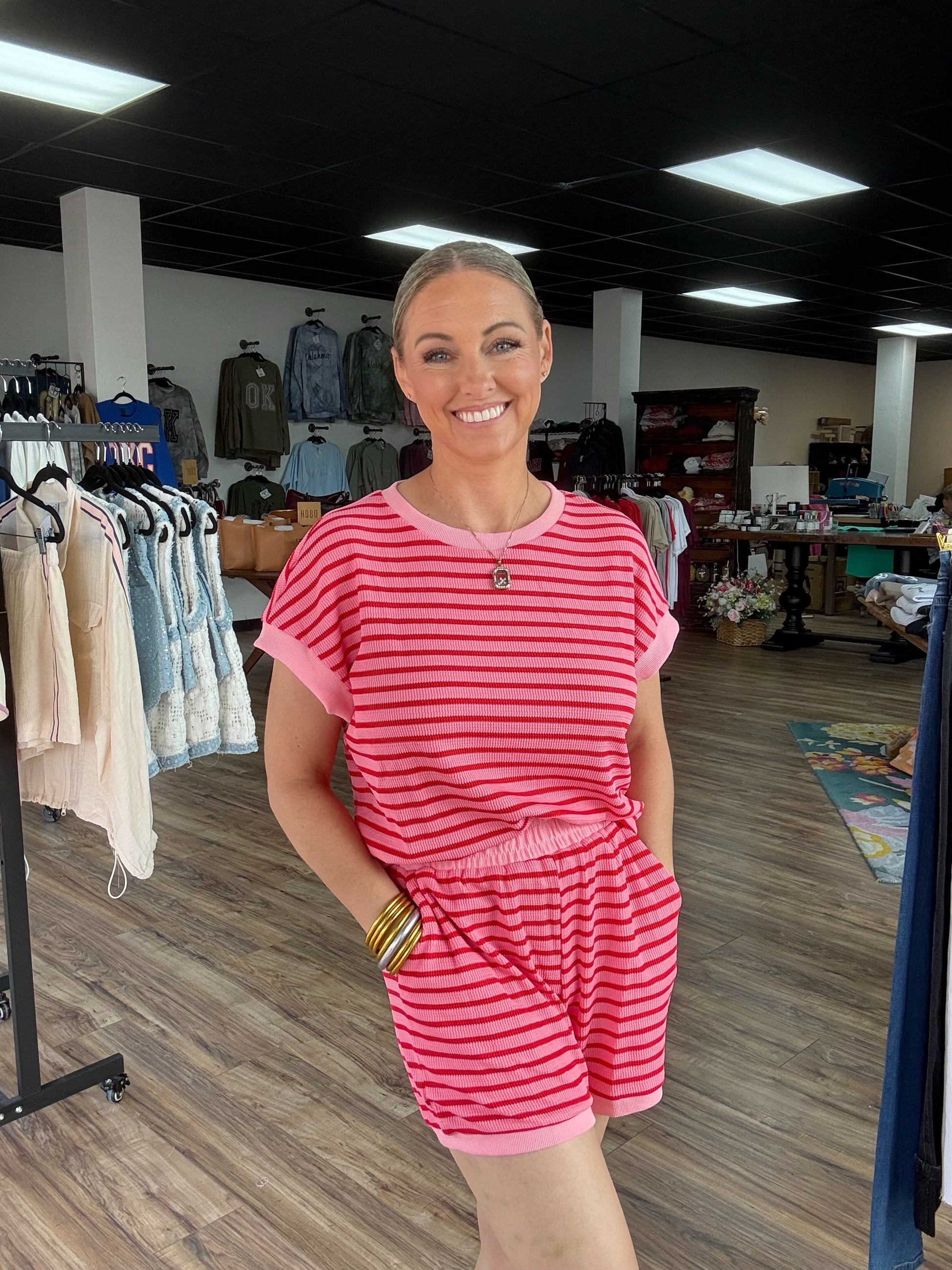 Short Sleeve Striped Set