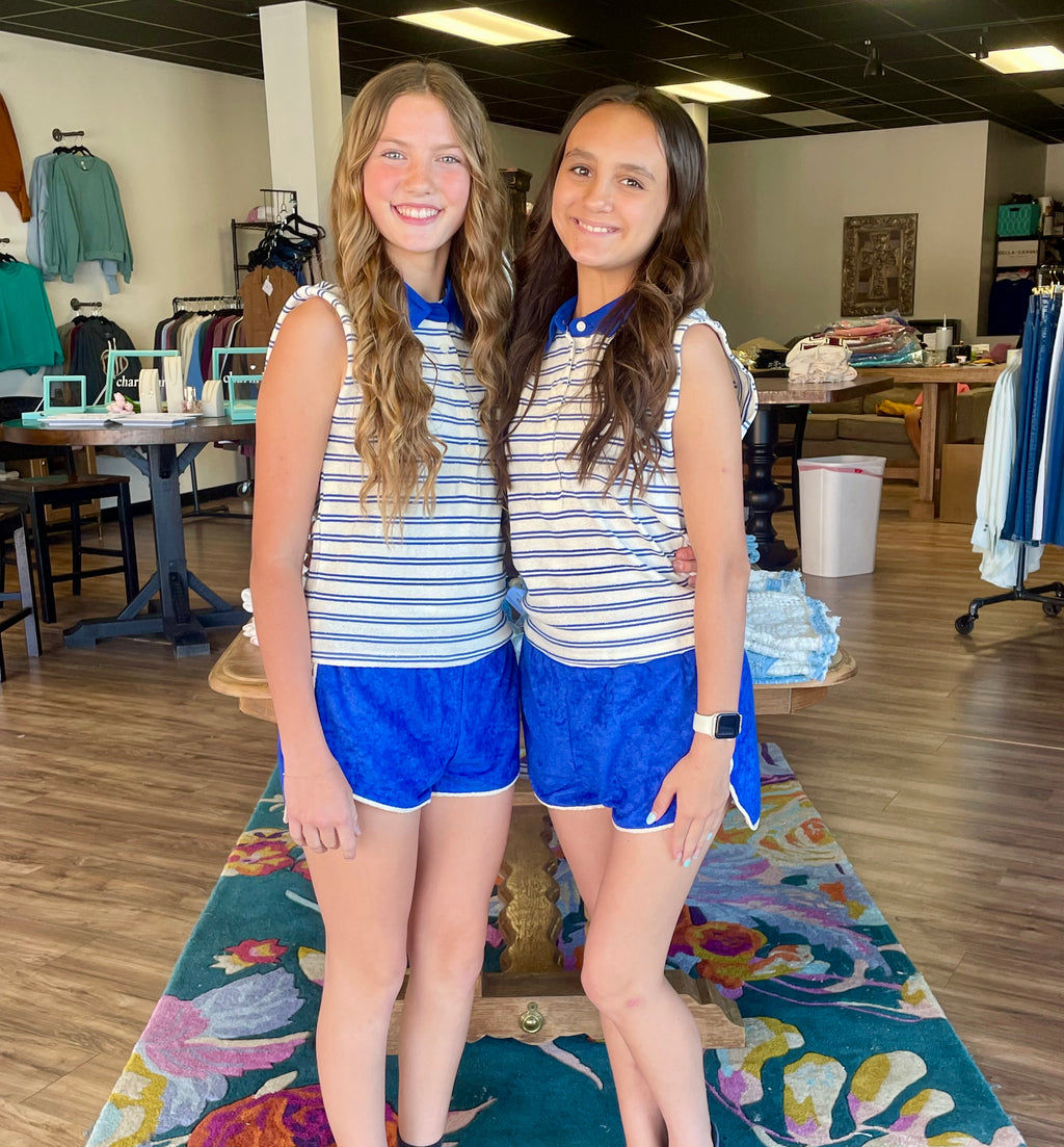Terry Blue Stripe Top