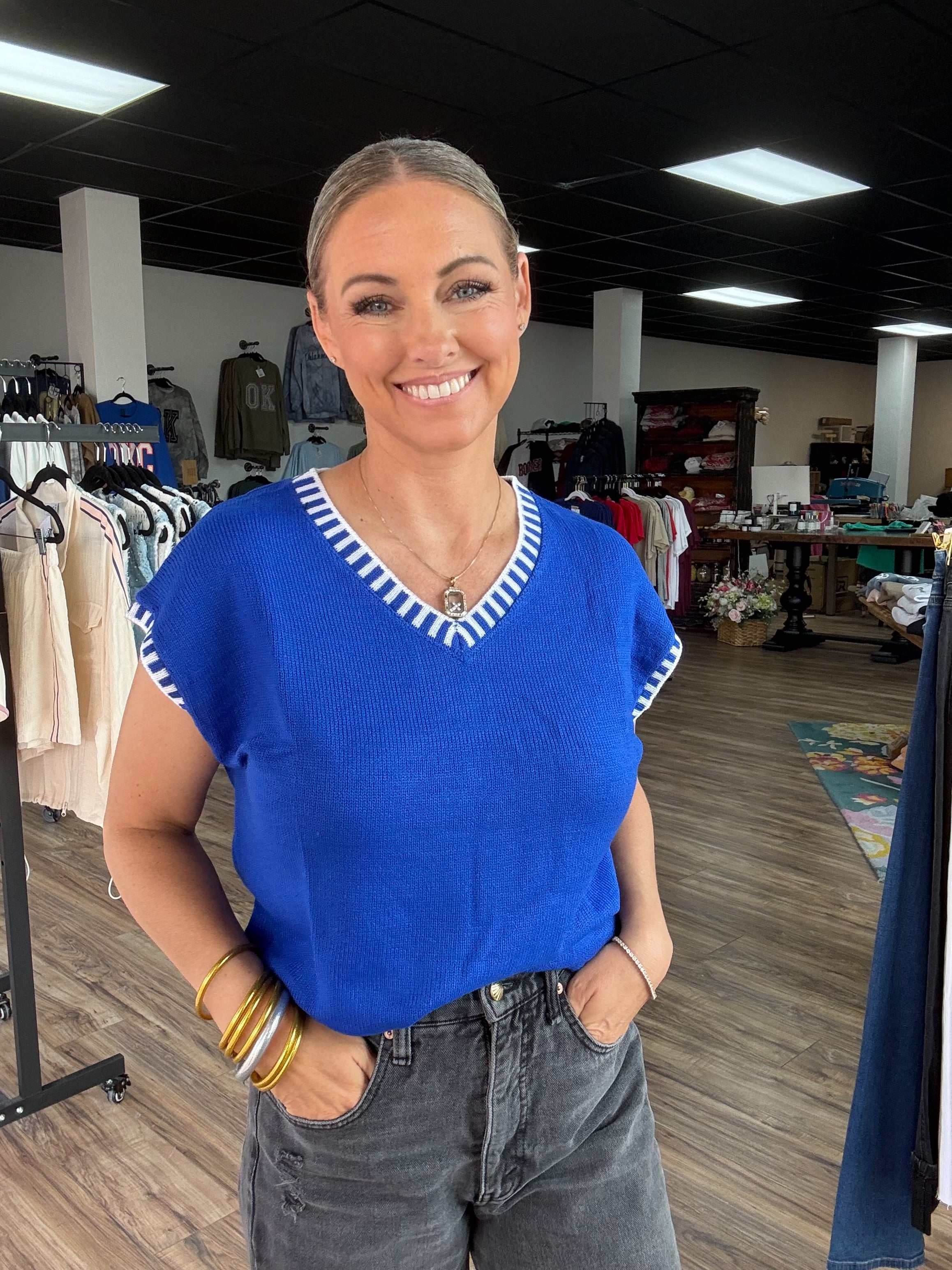 V-Neck Blue Shirt