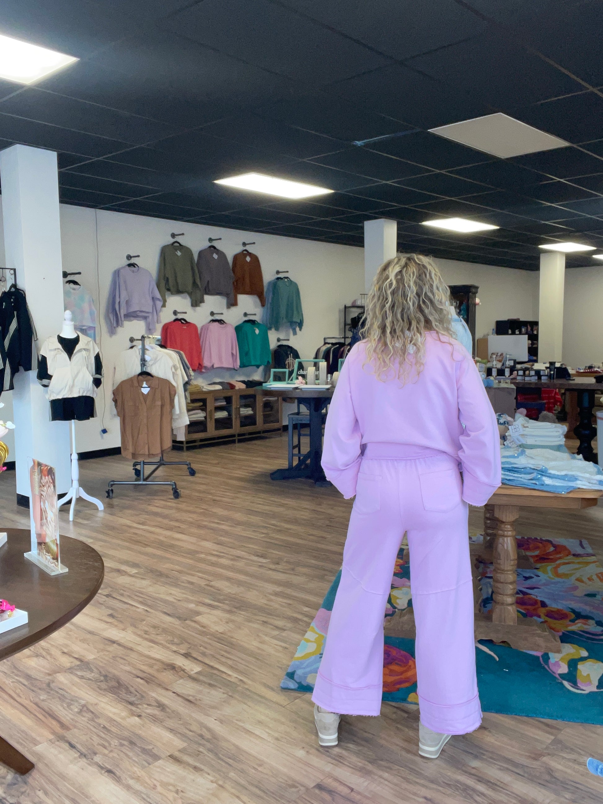 Lavender Contrast Seam Pant Set