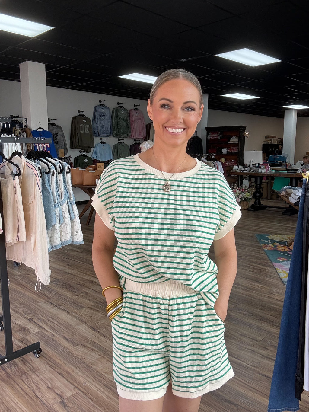 Short Sleeve Striped Set