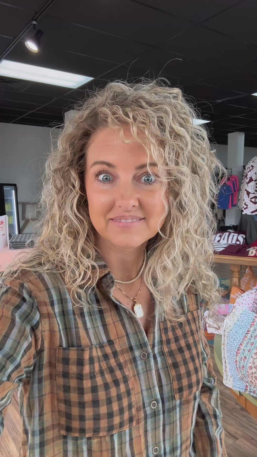 Contrast Plaid Button-Up